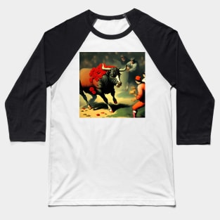 Bull Fight Painting Vibrant Mother Mom Art Gift Floral Baseball T-Shirt